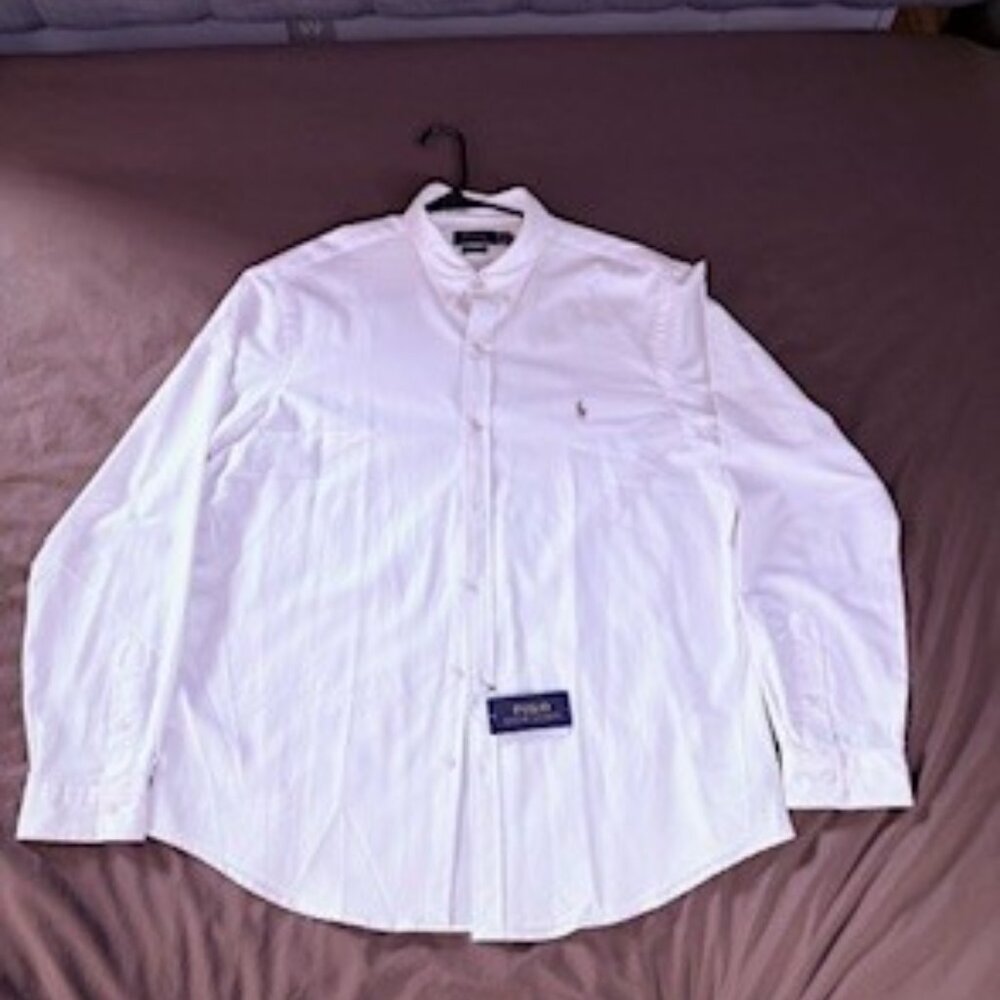 Polo By Ralph Lauren Men’s Slim Fit, Oxford  White Shirt, Size XXL 36/37 NWT